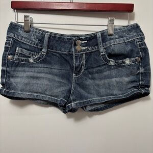 Decree Distressed Jeans Mini Shorts Sz9 Women's Low Rise Blue Denim Daisy Dukes